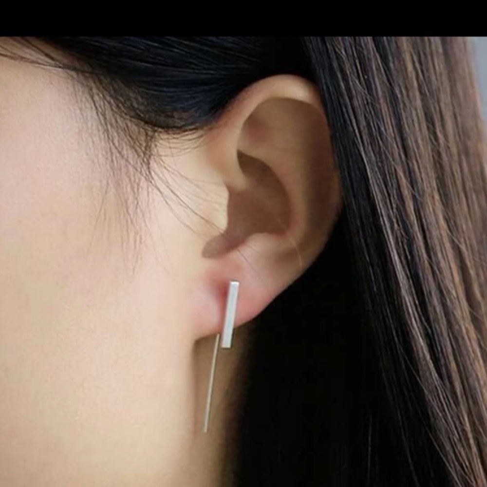 NEW Silver Bar Minimalist Earrings